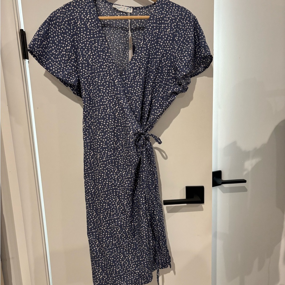 Primark Blue Flutter Sleeve Wrap Dress Midi